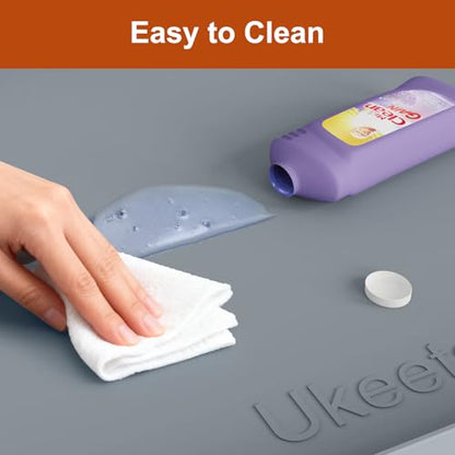 34" x 22" Extra Thick Silicone Mat Waterproof with Raised Edge, - color: Gray, size: 34"L x 22"W