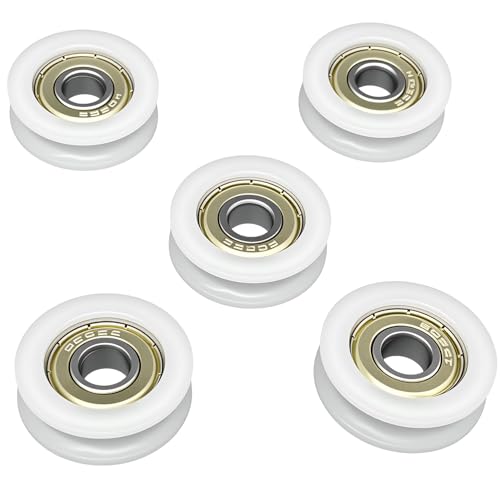 5PCS U-Groove Pulley Roller Wheels with Deep Groove Ball Bearings, 8x30x10mm Silent Nylon Guide Track Rollers for Sliding Doors, Windows, and Gym Cable Systems, Heavy Duty & Smooth Motion