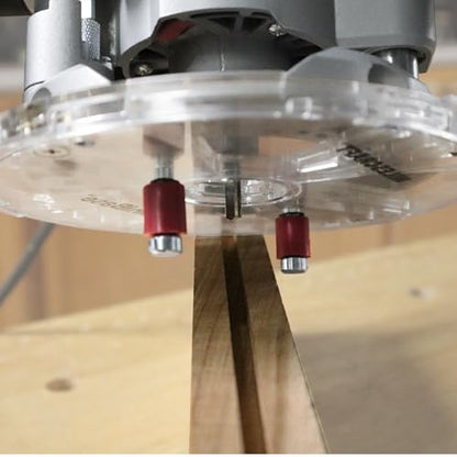Milescraft 6202 Omni Base – Universal 7” Router Base Plate, Mounting Wings Adjust to Any Router, Clear Design Improves Visibility, Includes Centering & Mortise Pins. Fits 1-3/16” Porter Cable Bushings