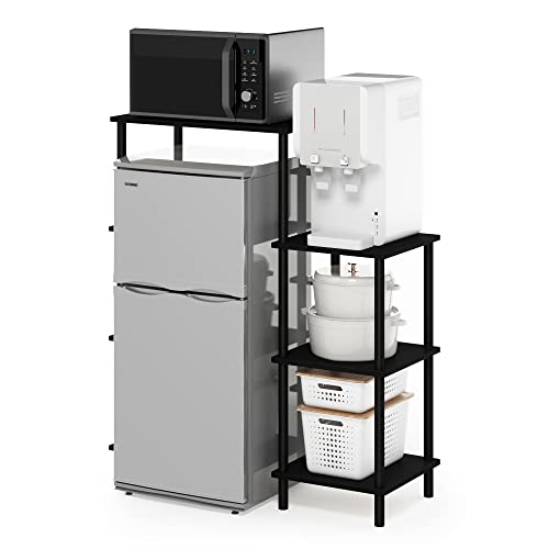 Furinno Turn-N-Tube Toolless 4-Tier Coffee Bar, Bakers Rack, Americano - color: Americano/Black, size: Fridge Space
