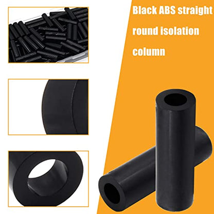 Yoohey 100Pcs M4 Rubber Spacer Black Plastic Spacers,1 Inch Nylon Rubber Wall Spacers for Electrical Screws Switch and Receptacle,7mm Outer Diameter,4.2mm Inner Diameter,Length 25mm