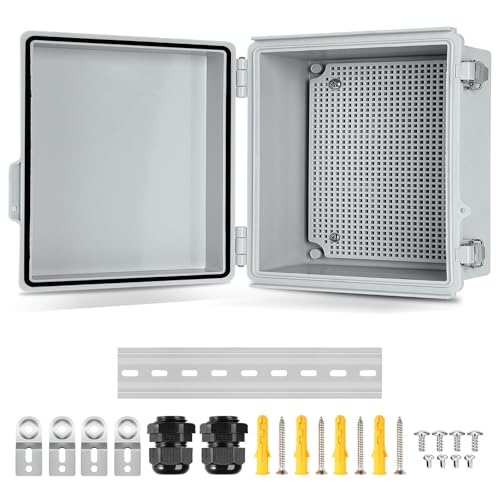 IP67 ABS Outdoor Electrical Junction Box Waterproof with Aluminum DIN Rail - color: Grey, size: 13''×13''×5''