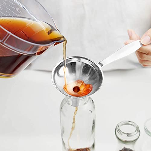 Small Funnels for Filling Bottles, 3 Pcs Stainless Steel Kitchen Funnel Set, Food Grade Mini Metal Funnel for Transferring Oil Liquid, Easy Cleaning with a Brush (Long Handle) (Pack of 2) - size: long handle (Pack of 2)