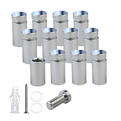 Pack of 12 Aluminum Standoff Screws Wall Sign Standoff Mounting Hardware Standoff Mounts for Acrylic Picture Frame (12, Polished Chrome, 1/2" x 3/4") - color: Polished Chrome, size: 1/2" x 3/4"