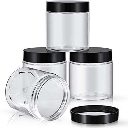 Patelai 4 Pcs Plastic Jars with Lids, Black, 8 oz, Wide Mouth - color: Black, size: 8 oz