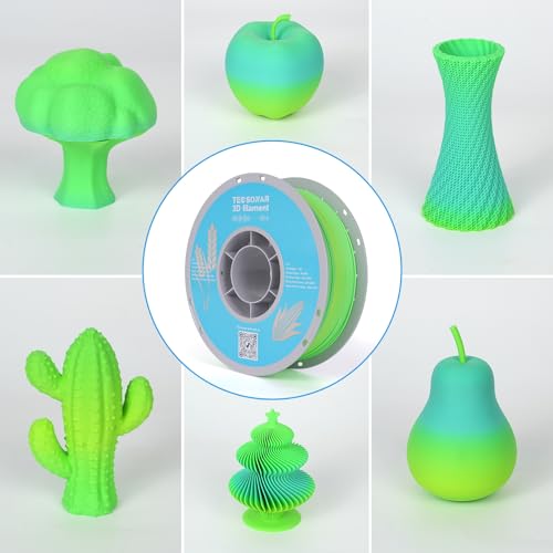 Matte Rainbow PLA 3D Printer Filament, 1KG Spool(2.2lbs) 1.75mm PLA Fast Color Change 3D Printing Material, Multicolor PLA,Gradient Filament for Most FDM 3D Printers,Matte Yellow Green - color: Matte Yellow Green
