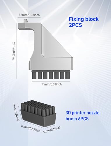 P1/X1 Nozzle Wiper for Bambu-Lab P1S/P1P/X1C/X1E 3D Printers, Silicone Brush Replacement with Aluminum Mount - Plug & Play, Efficient Filament Cleaning Tool（2 Packs） - color: Silver