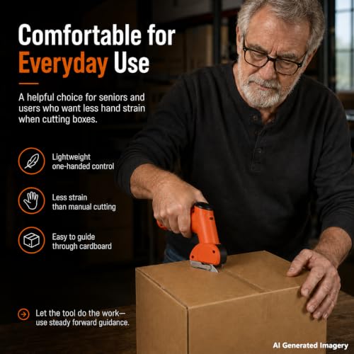 3/8" Electric Cardboard Cutter, Cordless Box Cutter, Orange