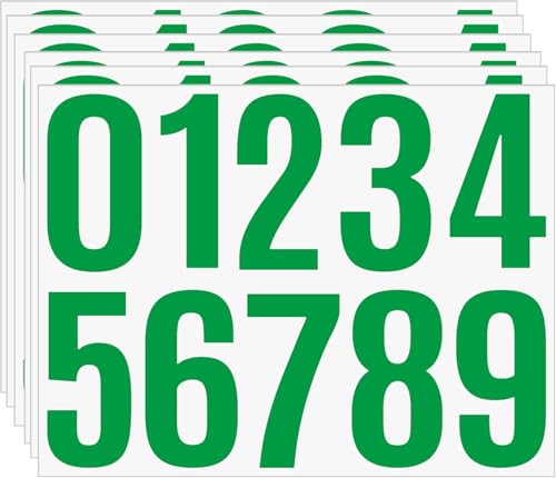4 Inch Outdoor Number Decals Waterproof Vinyl Stickers – 6 Sheets Self Adhesive 0-9 Labels for Recycling Bins, Garden Containers, Mailbox Signs, Home Organization (Green) - color: green