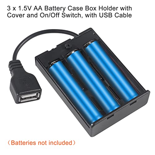 5pcs 3 AA Battery Holder, USB Female Socket 3 AA Battery Case Box Holder 4.5-5V with Cover and On/Off Switch, USB Cable - color: 5pcs 3 AA Battery Holder USB Female Socket