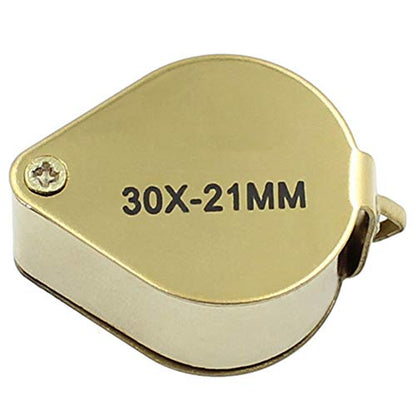 30X Jewelers Loupe, Foldable Pocket Magnifier with Metal Case for Gem Diamond Coin Stamp Map, Jewelry Magnifying Glass for Close Work, Gardening, Rock Collecting