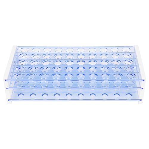 Labasics Test Tube Rack, 3-Tier Detachable Blue Plastic Test Tube Rack Tube Holder Stand Rack for Laboratory Scientific Experiments, 0.63 in 50-Place - size: 0.63 in