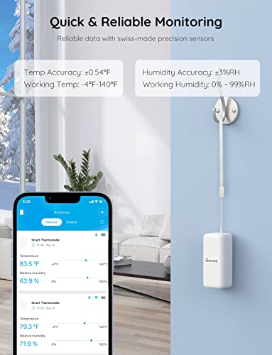 Govee Hygrometer Thermometer 3 Pack H5100, Mini Bluetooth Humidity Sensor - style: 3 Sensors