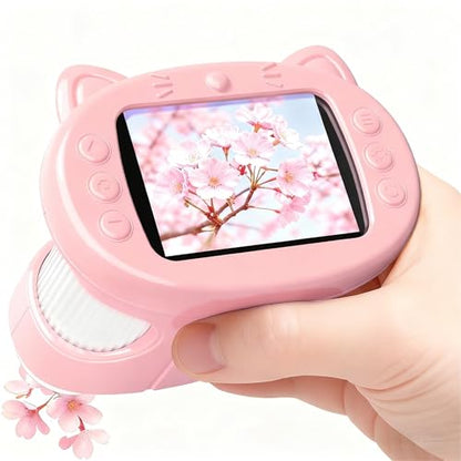 Handheld Digital Mini Microscope for Kids: 1000X 4K 2.4" Microscopes Toys - color: Pink