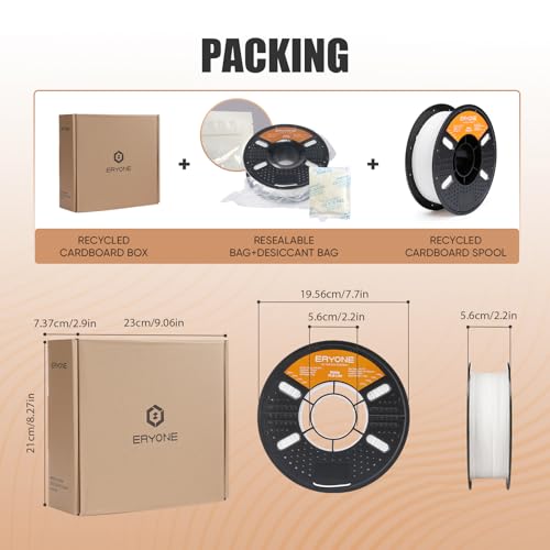 ERYONE Matte PLA Basic 3D Printer Filament 1.75 +/- 0.03mm, Matte Filament 1KG(2.2LBS) Spool, Soft White - color: Lite Matte Soft White