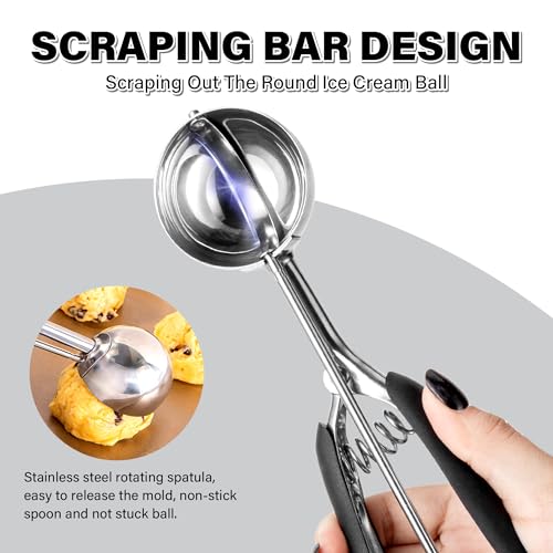 Large Cookie Scoop 3 Tbsp, Professional Stainless Steel Ice Cream Scoop 50mm, Cupcake Scoop Muffin Scoop for Baking, Good Soft Grips, Quick Trigger Release, 45ml (3 Tablespoon) - size: 3 tbsp (50 mm)
