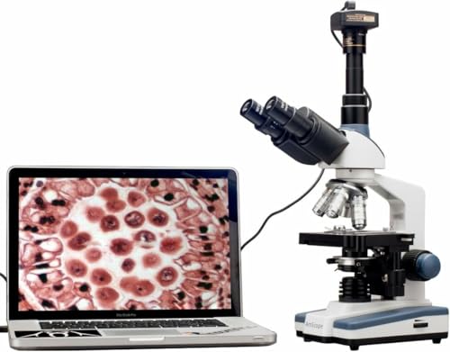 AmScope T120B-10M Siedentopf Trinocular Compound Microscope, 10MP Camera - style: T120B-10M