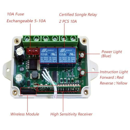 ECO-WORTHY Forward Reverse DC Motor Controller Kit (8V-35V) - 12V/24V Wireless Remote Relay Module for Linear Actuator, Solar Tracker, Industrial Automation & Smart Home DIY