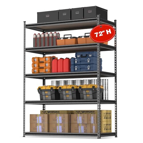 WORKPRO Shelving with MDF Board, 35-3/10”W x 17-1/2”D x 72”H, 1650 lbs Load - size: 35.3"W x 17.5"D x 72"H