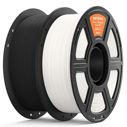 ELEGOO Matte PLA 3D Printer Filament 1.75mm Black & White 2KG - color: 2*1kg Black,white