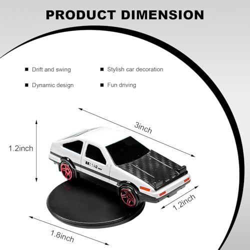 Car Drift Dashboard Ornament, Alloy Racing Model Drifting Spin Auto Dashboard Decoration, Classic Cool Mini Sports Car Dynamic Center Console Decor for Most Vehicles (White) - color: White
