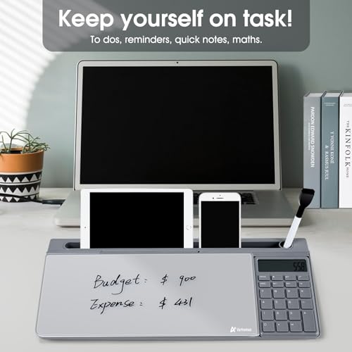Varhomax Glass Desk Whiteboard Gray with Calculator - color: Calculator-gray