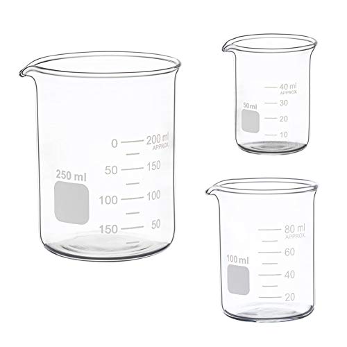Glass Measuring Low Form Beaker Set 50ml 100ml 250ml Thick Glass Graduated Measuring Cylinder Set 5ml 10ml 50ml 100ml Glass Stirring Rod 12" Long