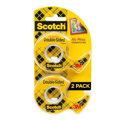 Scotch Double Sided Tape with Tape Dispenser, 0.5 in. x 400 in. - size: 0.5 in x 400 in (2 Rolls)