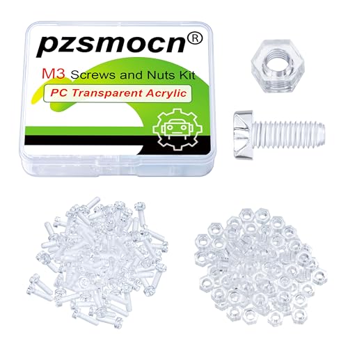 200 Pieces/100 Sets 10mm M3x10 mm Transparent Screw Nut Washer Kit - size: M3*10 mm, style: Clear Phillips Head Screws