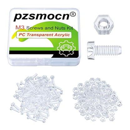 200 Pieces/100 Sets 10mm M3x10 mm Transparent Screw Nut Washer Kit - size: M3*10 mm, style: Clear Phillips Head Screws