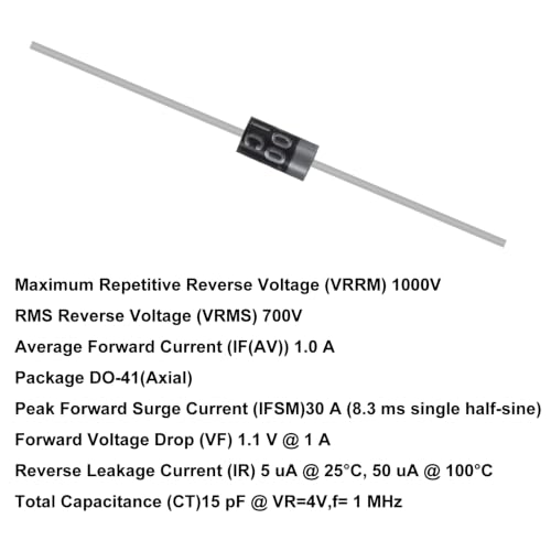 200pcs 1N4007 Rectifier Diode 1A 1000 Volt 1000V IN4007 4007 Electronic Silicon Diodes - style: 1N4007-200pcs