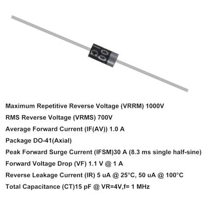 200pcs 1N4007 Rectifier Diode 1A 1000 Volt 1000V IN4007 4007 Electronic Silicon Diodes - style: 1N4007-200pcs