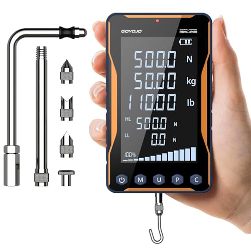 GOYOJO Digital Force Gauge 500N&110LB with Extra-Large Screen and Bold Font, High Precision Multi-Unit Display for Push-Pull Testing, Trigger Pull Measurement, and Industrial Quality Control - color: 500N Pro