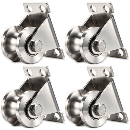 Cable Pulley Wheel Wall Mount, Duplex Bearings, Stainless Steel Rope Pulley for Pulley System, Sliding Gate, 4Pack - size: 32mm-4PCS