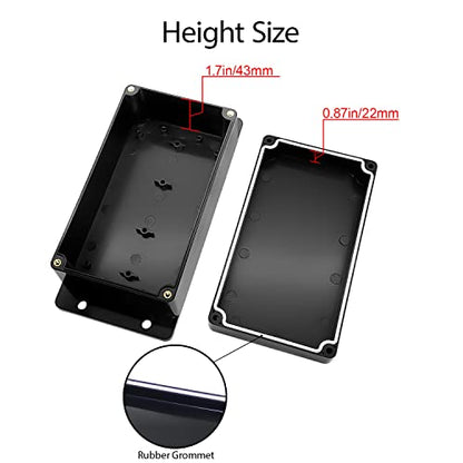 Junction Box IP65 Waterproof Dustproof ABS Plastic Universal Electric Project Enclosure with Fixed Ear Black 6.2x3.5x2.5 inch (2pc) - size: 6.2"x3.5"x2.5"(2 pack)