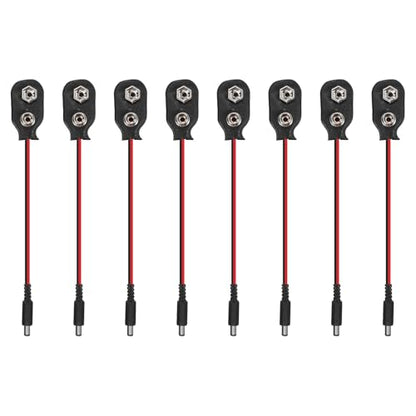 MECCANIXITY 8Pcs I Type 9V Battery Clip Connector to DC5521 Male Cable