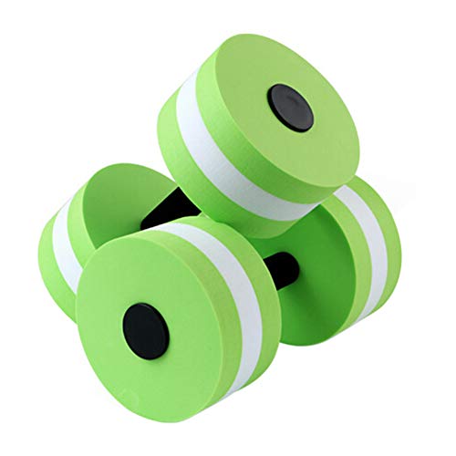2Pc Water Dumbells Water Aerobic Exercise Foam Dumbbell Pool Resistance Aquatic Dumbbell EVA Yoga Barbell Exercise Fitness Equipment Exercises Equipment for Weight Loss - color: Green