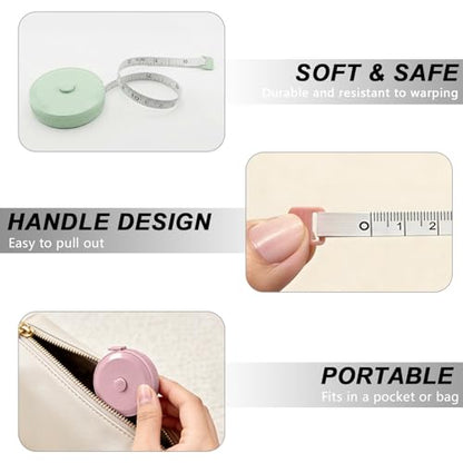 9 Pcs Tape Measure Body Measuring Tape with Soft Ruler for Sewing, Fabric, Cloth, Knitting, Tailor, DIY Home Craft, Mini Retractable Dual Scale 60 Inch - size: 9PCS