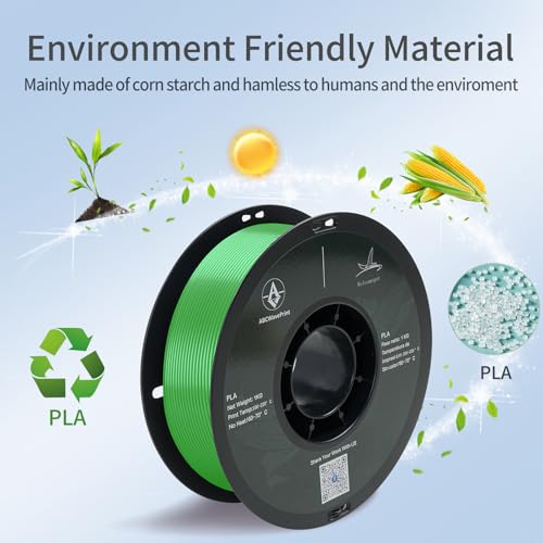 PLA 3D Printer Filament, Dimensional Accuracy +/- 0.02 mm, 1 kg Spool(2.2lbs), 1.75 mm，Green - color: 1kg Green