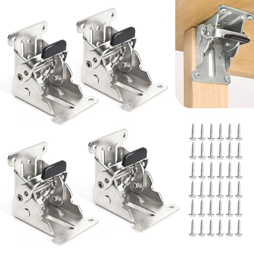 TopDirect 4 Pack Locking Hinge for Folding Table Brackets (Silver) - color: Silver, size: 4 Pack