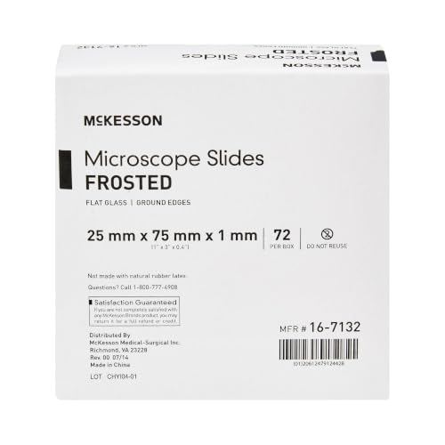 McKesson 16-7132 Microscope Slide 1 x 3" x 1 mm Frosted End (Pack of 72)