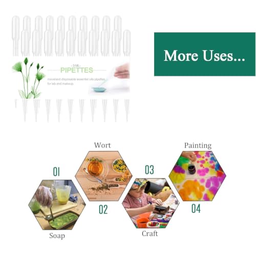 moveland 1000PCS 3ml Disposable Plastic Transfer Pipettes for Lab, Oil, Art