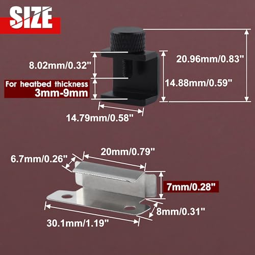 8PCS 3D Printer Bed Clips Clamps Ender 3 Glass Plate Clamps 3D Printer Build Plate Clips 3D Printer Heated Bed Glass 3D Printer Fix Clamp Adjustable Fixed Clips Glass Bed Stable Clamps
