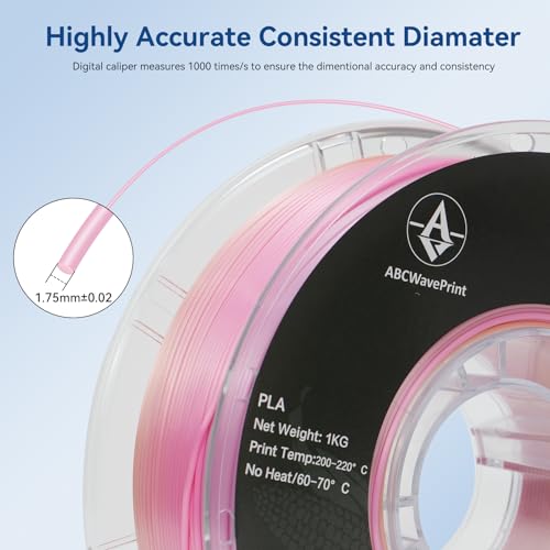 Rainbow pla Filament, Multicolor Gradient Silk PLA Filament, Dimensional Accuracy +/- 0.02 mm, 1kg Spool(2.2lbs), 1.75 mm, Rainbow Luck - color: Silk Rainbow Luck
