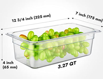 CURTA 6-Pack 1/3 Size 4" Deep NSF Polycarbonate Food Pans | Dishwasher & Freezer Safe Clear Container for Prep Tables, Buffet, Salad Bar, Commercial & Home Kitchen - color: 1/3 Size, size: 4" Deep