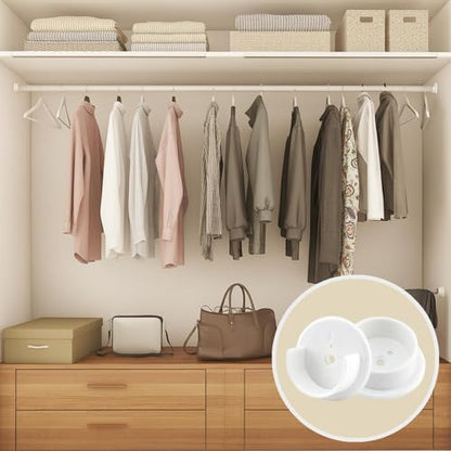 6pcs Heavy Duty Plastic Closet Rod Holders with Screws Wardrobe Tube Rail Support Sockets Multi-Purpose Bracket for Closet Rod Shower Curtain Rod Home Bathroom Clothing Storage (White)