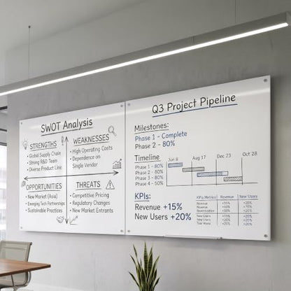 VEVOR Glass Dry Erase Board 96"x48" White Magnetic Whiteboard - color: White, size: 96"W x 48"H