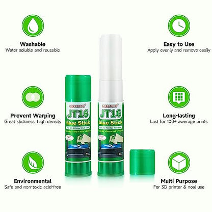 3D Printer Glue Sticks, 36 Grams Each PVP Solid Glue Sticks for Hot Bed Plate, Washable, Non-Toxic, Reduce Warping for PLA, ABS, PETG, Hips, TPU Filament on PEI, Glass, Aluminum, Buildtak Board, 3Pcs - size: 3 PCS