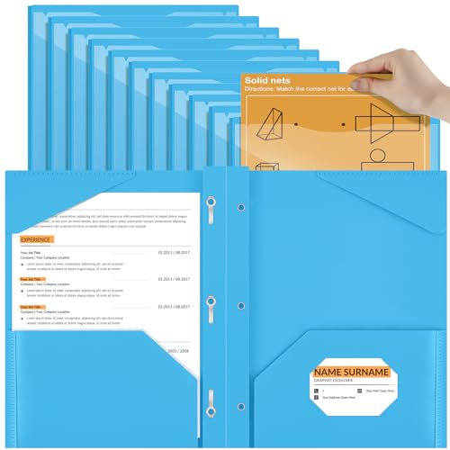Henoyso 36 Pcs Plastic Folder with Clear Front Pocket, Lake Blue - color: Lake Blue