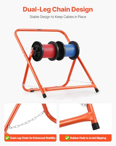 VEVOR Cable Caddy, Heavy Duty Steel Frame, Spool Holder for Electrical Wires, Portable Wire Dispenser for Up to 20 in Diameter Spools, 100 lbs Capacity for Cable Reels, Electrical Industrial Retail - style: Cable Caddy
